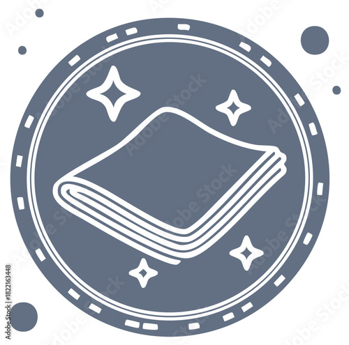 Folded Cloth Stack with Shine Emblems Icon Vector Illustration