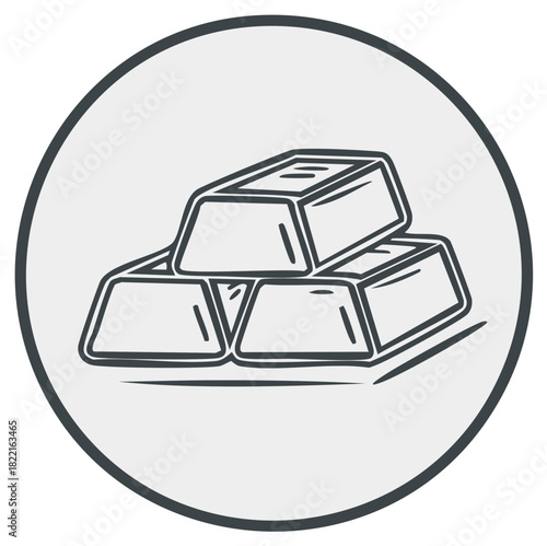 Stack of Hand Drawn Gold Bars Icon Graphic