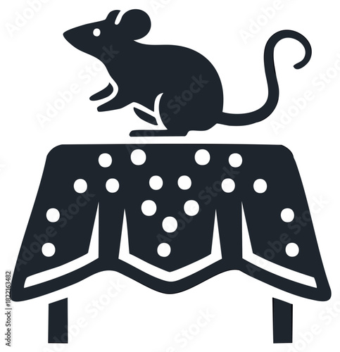 Mouse on Table with White Spots Charming Decorative Design Symbol