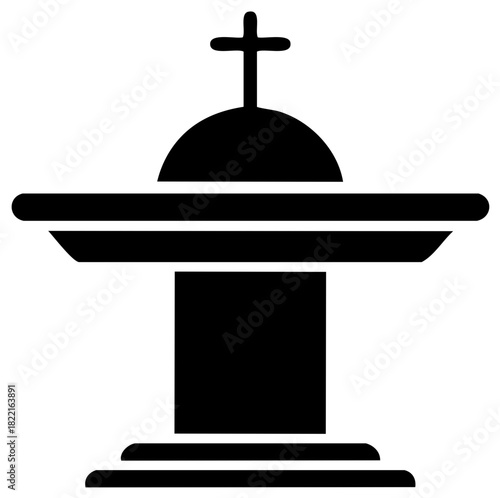 Silhouette illustration of a Christian altar with a cross