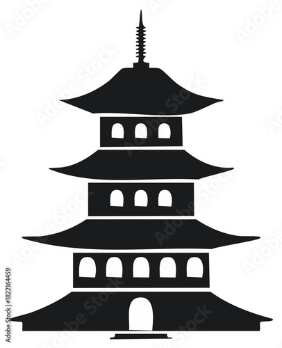 Traditional East Asian Pagoda Tower with Multiple Tiers and Curved Roofs