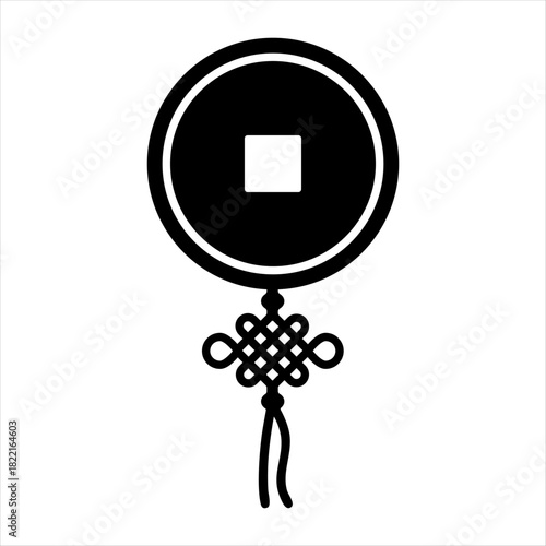 Chinese Fortune Coin Knot Graphic Illustration