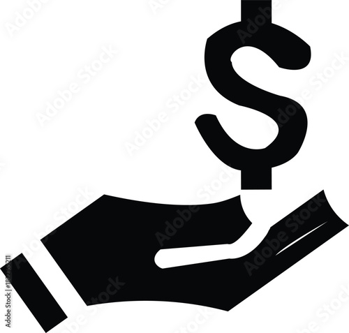 Financial Offering: A symbolic representation of a helping hand, presenting a dollar sign, emphasizing the themes of generosity and economic support.