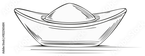 Chinese Gold Ingot Outline Illustration Symbolizing Prosperity and Wealth