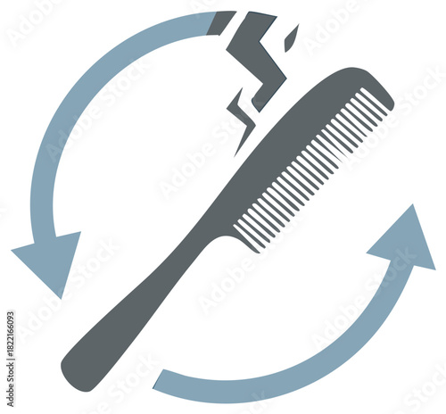 Hair Care Comb with Lightning Bolt and Arrows Symbol