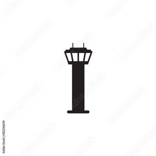 Airport tower silhouette control tower shape icon