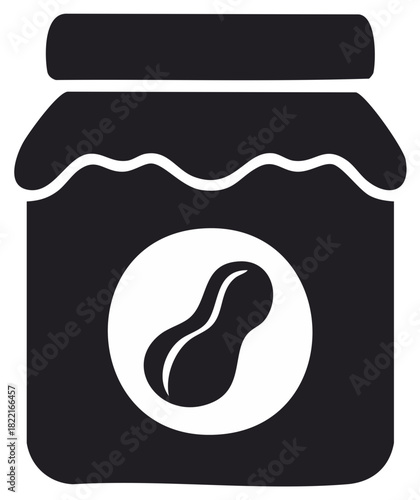 Peanut butter jar with a peanut logo silhouette graphic illustration