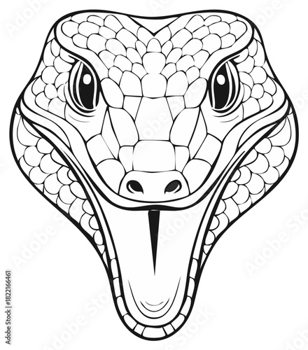 Stylized Snake Head with Open Mouth and Forked Tongue