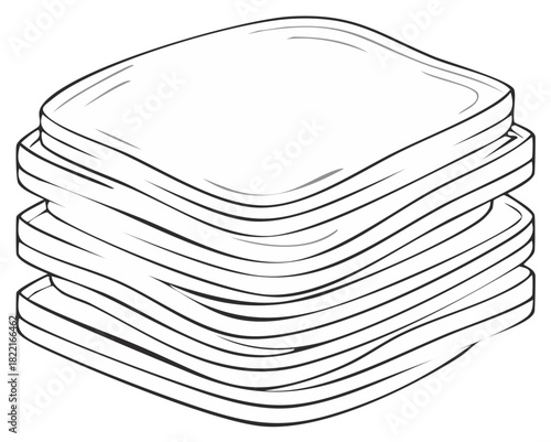 Stack of sliced bread loaf in a simple line art illustration style