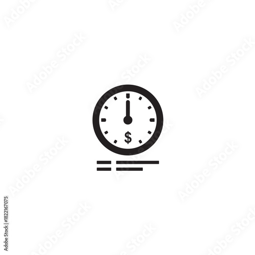 Clock silhouette work time round clock icon