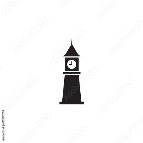 Clock tower silhouette simple tower with clock icon