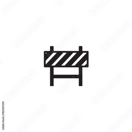 Construction barrier silhouette rectangular shape with stripes icon