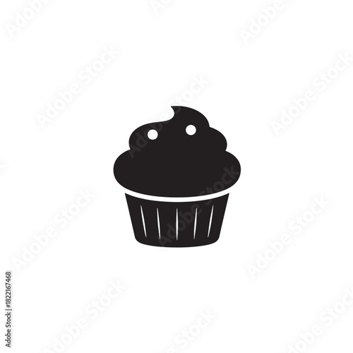 Cupcake silhouette round top with icing and base icon