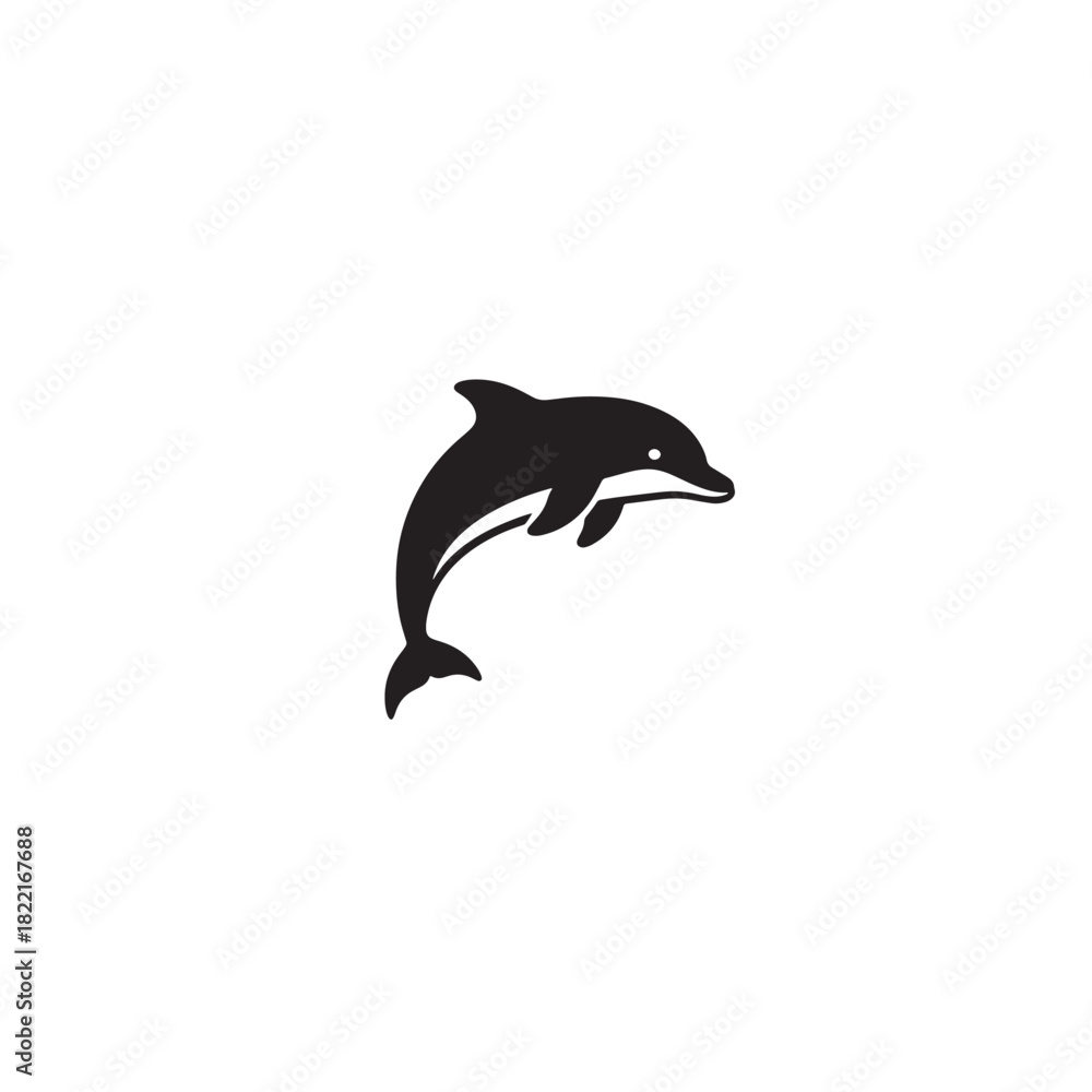 Fototapeta premium Dolphin silhouette aquatic mammal with dorsal fin icon