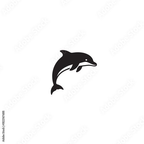 Dolphin silhouette aquatic mammal with dorsal fin icon