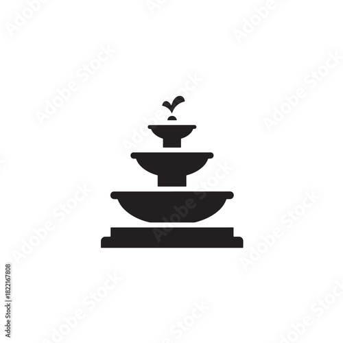 Fountain silhouette tiered water structure icon