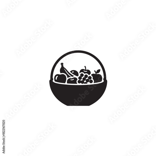Fruit basket silhouette container with fruit shapes icon