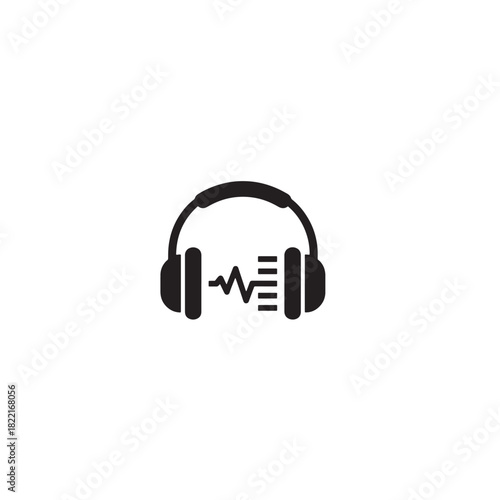 Headphones and music wave silhouette headphone with wave lines icon