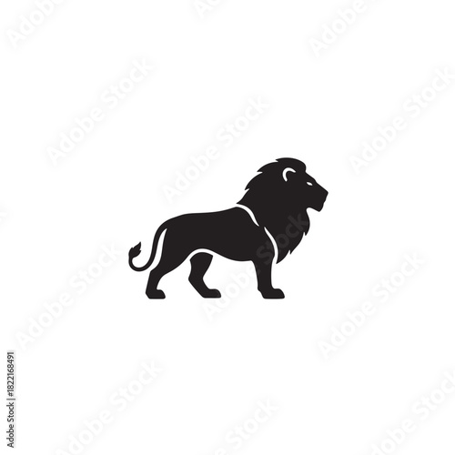 Lion silhouette big cat with mane shape icon