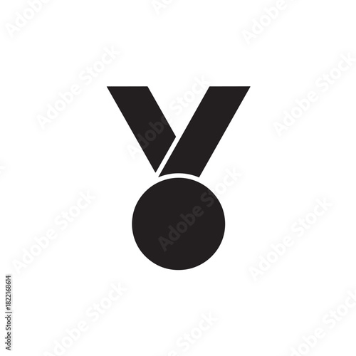 Medal silhouette circular shape with ribbon icon