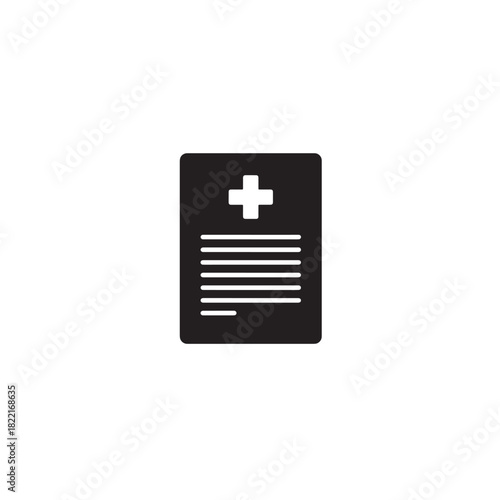 Medical report silhouette document with text and cross icon