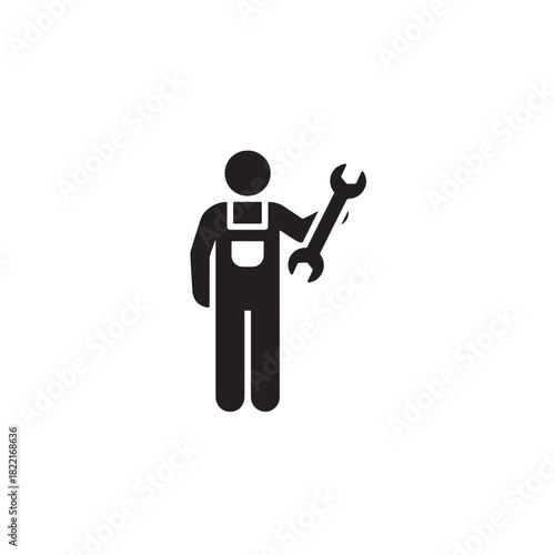 Mechanic silhouette worker with wrench shape icon