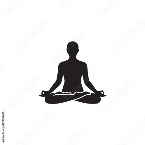 Meditation pose silhouette cross-legged figure icon