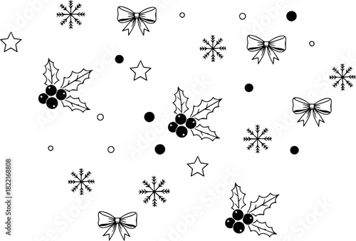 Collection of christmas icons and silhouettes for festive design
