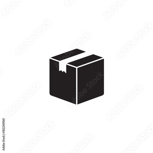 Package box silhouette cardboard box with flaps icon