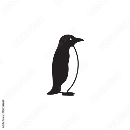 Penguin silhouette flightless bird with flippers icon