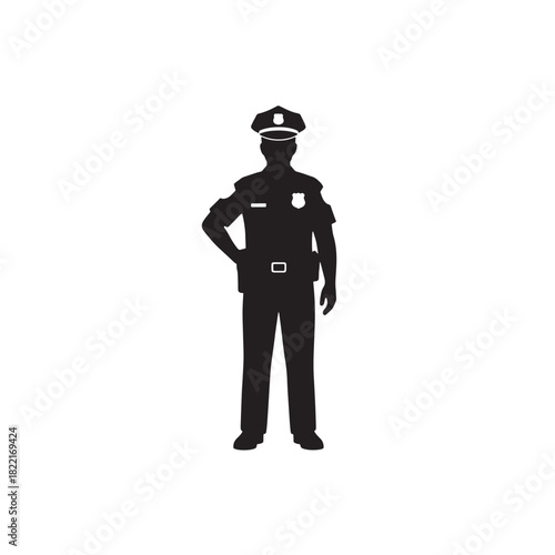 Police officer silhouette uniformed figure shape icon