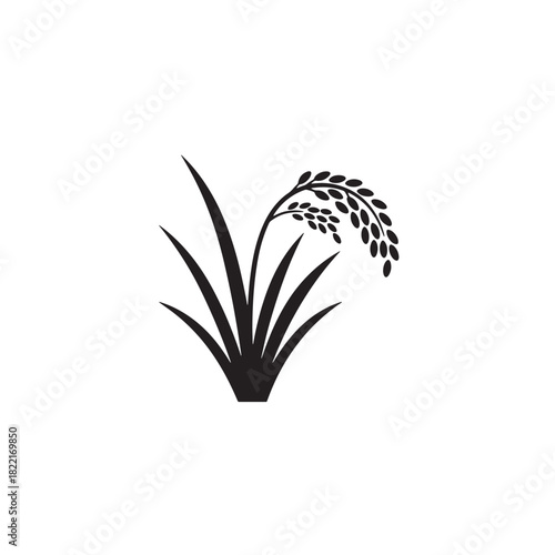 Rice plant silhouette crop stalk shape icon