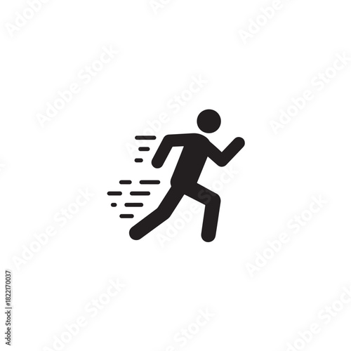 Running person silhouette figure in motion running shape icon