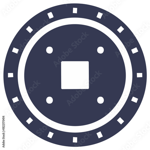 Ancient Chinese Cash Coin Symbol Icon representing Wealth, Luck, and Prosperity Vector