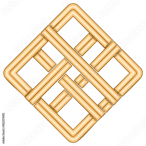 Interlocking Wood Frame Pattern, Geometric Design, Decorative Motif
