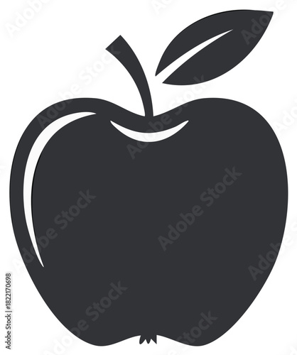 Apple fruit icon with leaf, simple vector illustration, single isolated healthy food item symbol