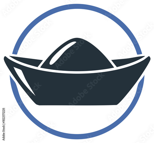 Stylized geometric illustration of an ingot with a circle outline.