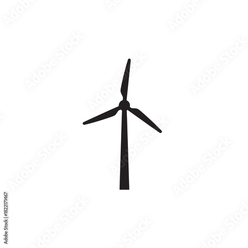 Wind turbine silhouette windmill shape with blades icon