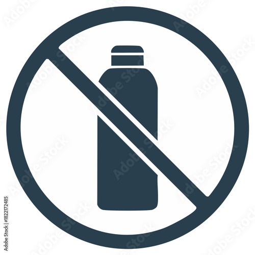 No bottle symbol icon, prohibited, ban or restriction of liquid containers, drinking