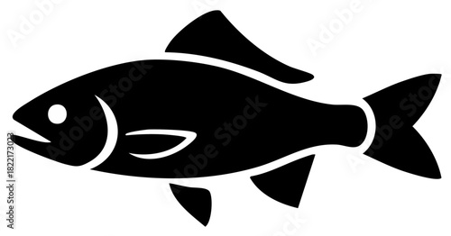 Stylized Fish Silhouette Illustration of Aquatic Life with Distinct Fins and Tail