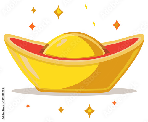 Traditional Chinese Gold Ingot Yuanbao Symbol of Wealth and Prosperity