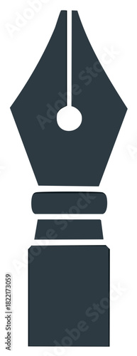 Classic dark grey fountain pen nib graphic design element