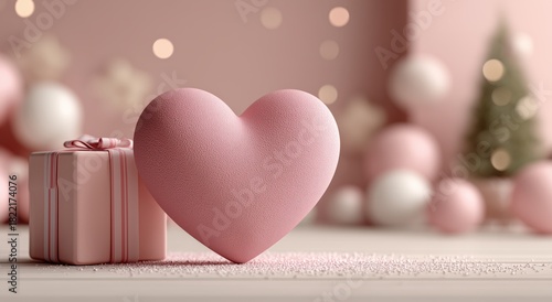 Pink Heart and Gift Box Create a Festive Atmosphere for Special Occasions
