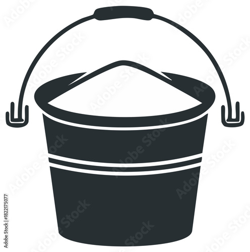 Bucket Filled with Content Silhouette Simple Clean Illustration Flat Icon