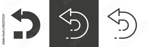 flat and linear set icons, return or swap icon, swap cycle arrow, simple symbols on white and black background - editable stroke vector illustration