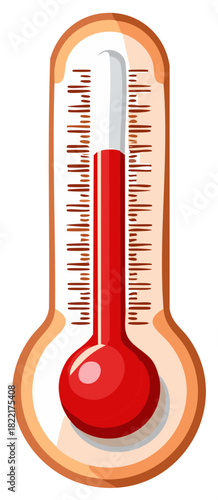 Red Liquid Rising in Medical Thermometer indicating Fever or High Temperature