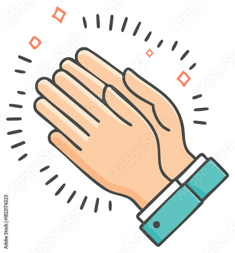 Illustration of applauding hands with cuff sleeves signaling success