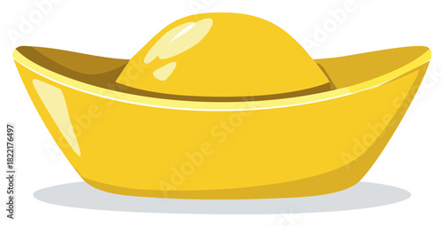 Shiny Chinese gold ingot illustration a symbol of wealth and prosperity for Lunar New Year