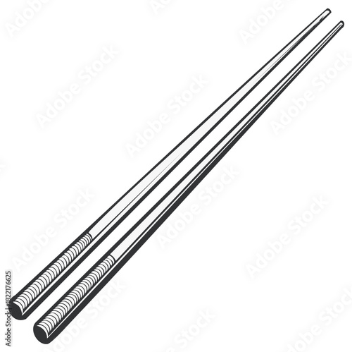 Simple black and white illustration of two clean chopsticks side by side