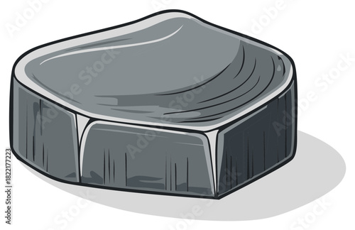 Stylized grey hockey puck with smooth rounded edges and textured sides casting a subtle shadow